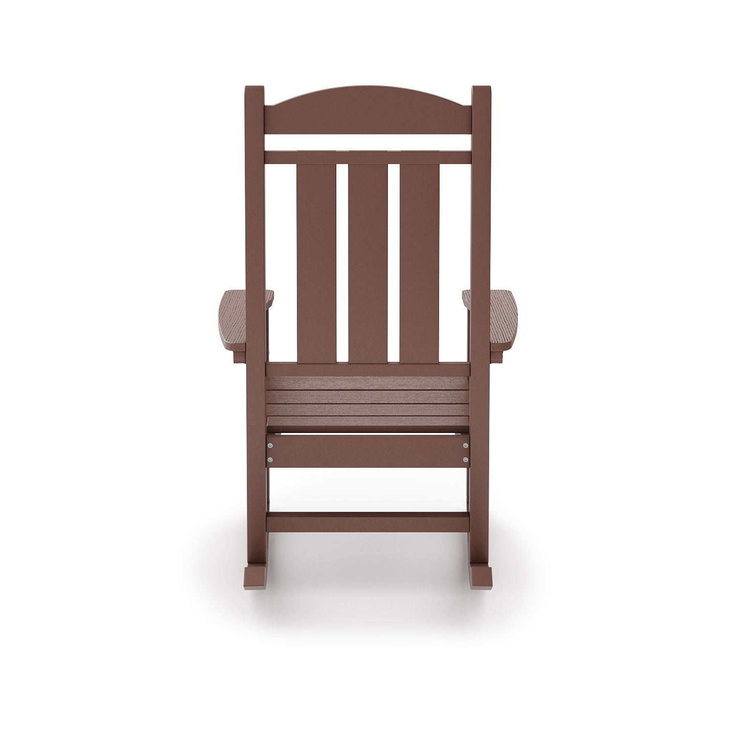 Pecan Traditional Porch Rocker Classic HDPE Poly Lumber For Porch, Patio, And Garden Comfort - Brown