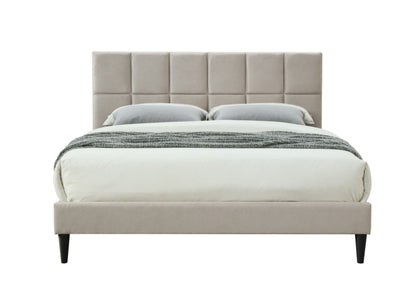 Queen Sized Squares Bed With USB - Light Gray
