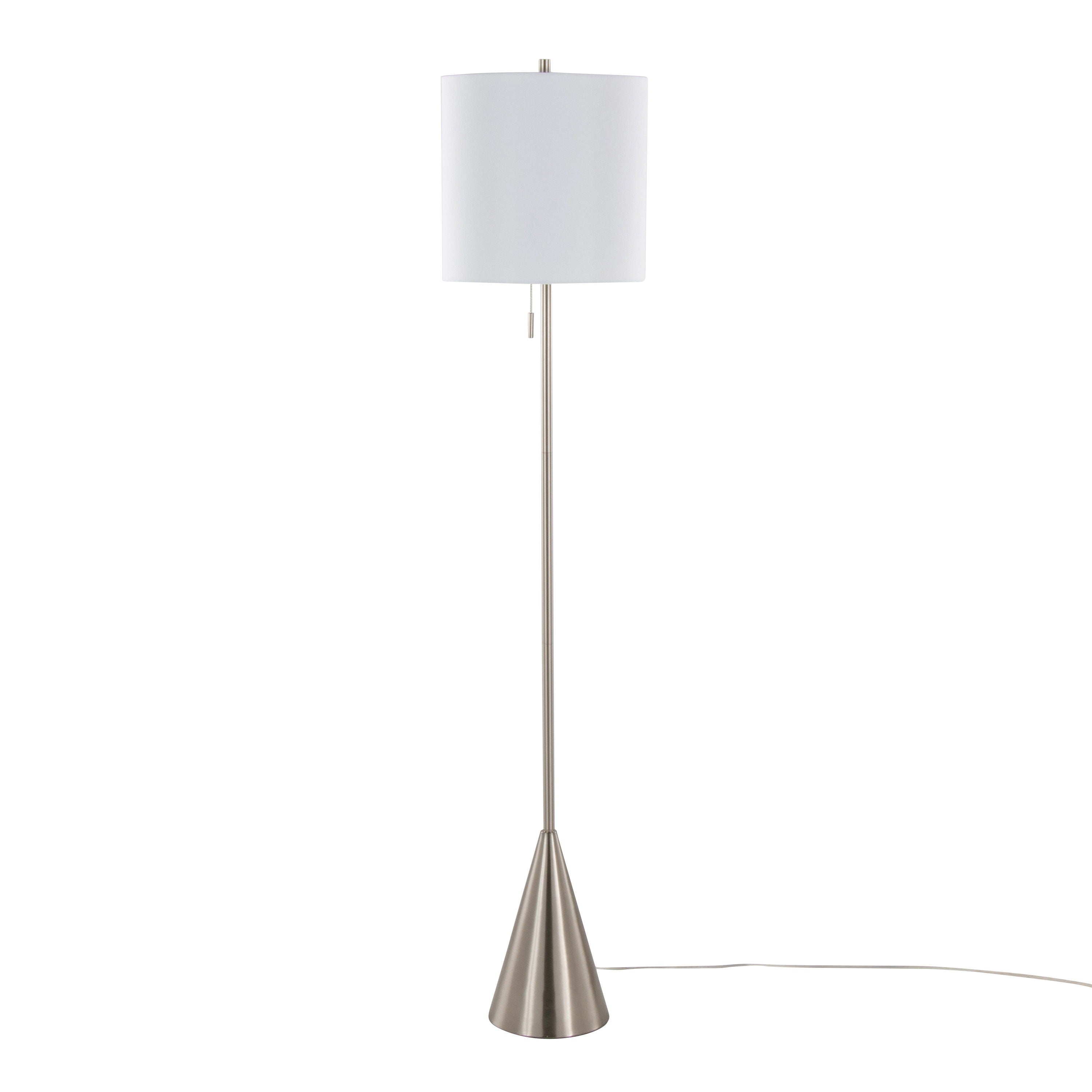 Cone - Contemporary Floor Lamp - Nickel / White