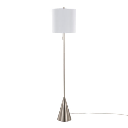 Cone - Contemporary Floor Lamp - Nickel / White