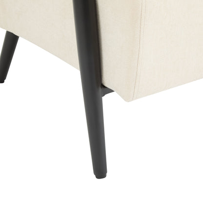 Modern Lounge Chair With Polyester Upholstery And Sturdy Metal Frame - Beige