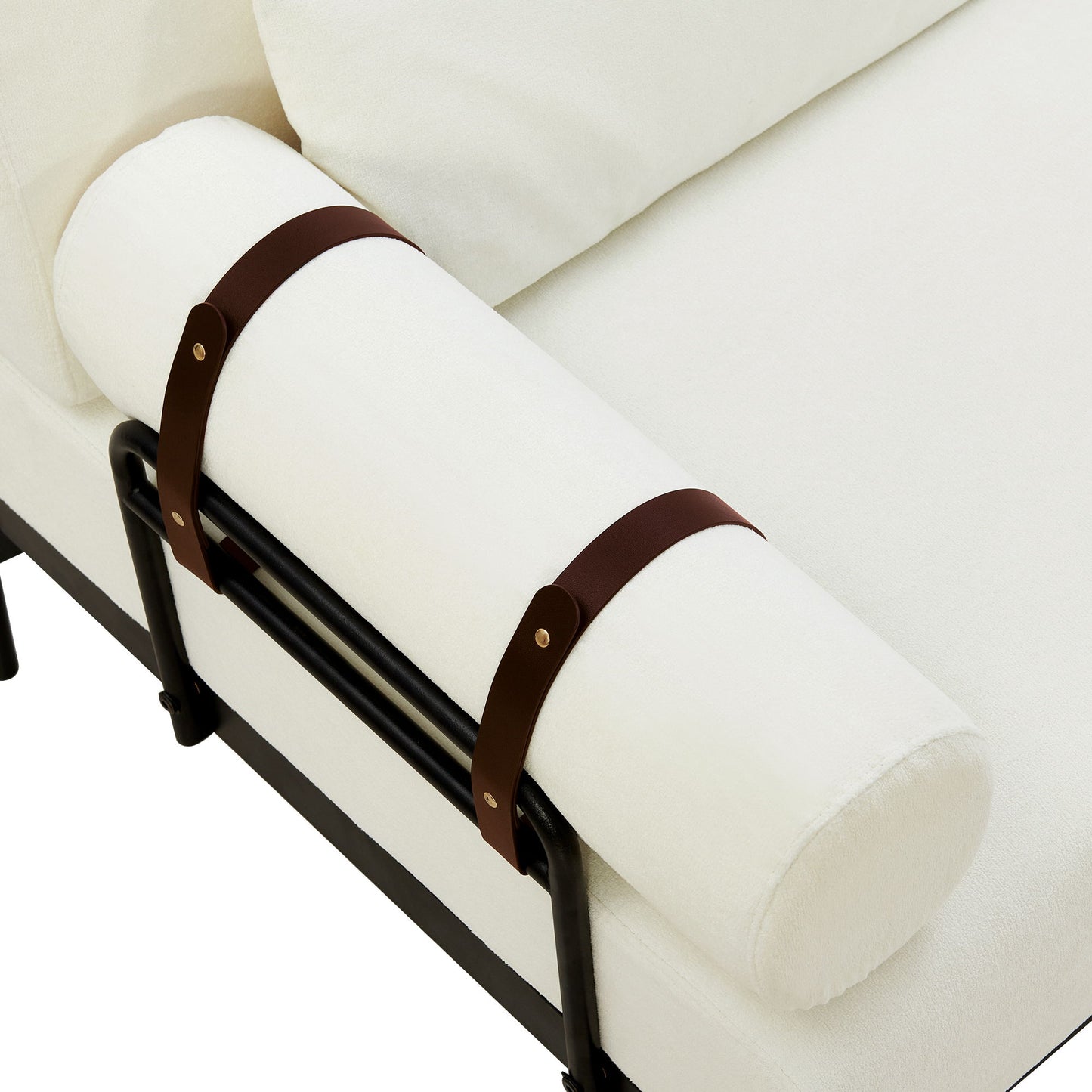 Modern Loveseat Sofa 59" Couch With Flexible USB Ports, Unique Cylindrical Armrests - Beige