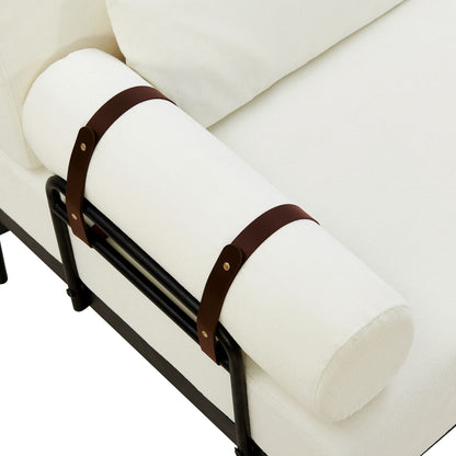 Modern Loveseat Sofa 59" Couch With Flexible USB Ports, Unique Cylindrical Armrests - Beige