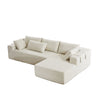 Modern Chenille Upholstered Sectional Sofa Couch Set, Modular L Shaped Sectional Living Room Sofa Set & 6 Pillows, Free Combination - Beige