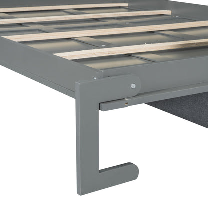 Queen Size Murphy Wall Bed With Sofa - Gray