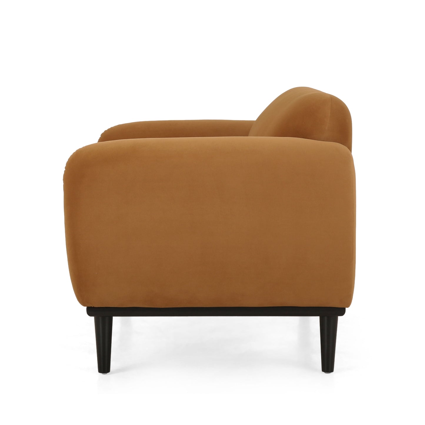 Sway - Upholstered Loveseat With Wood Legs And Round Arms - Yellow