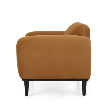 Sway - Upholstered Loveseat With Wood Legs And Round Arms - Yellow