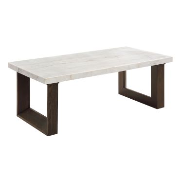 Edwyn - Natural Marble Top Rectangular Coffee Table - Espresso / White
