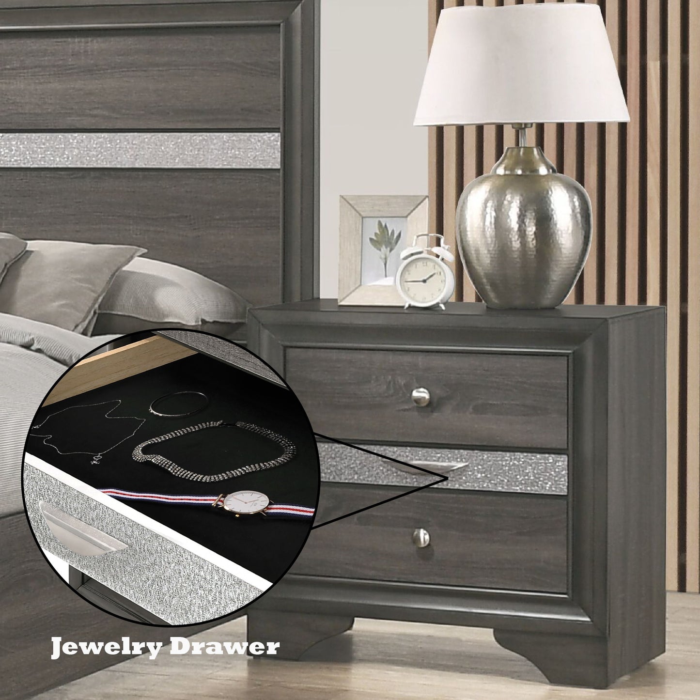 Naima - Nightstand - Gray