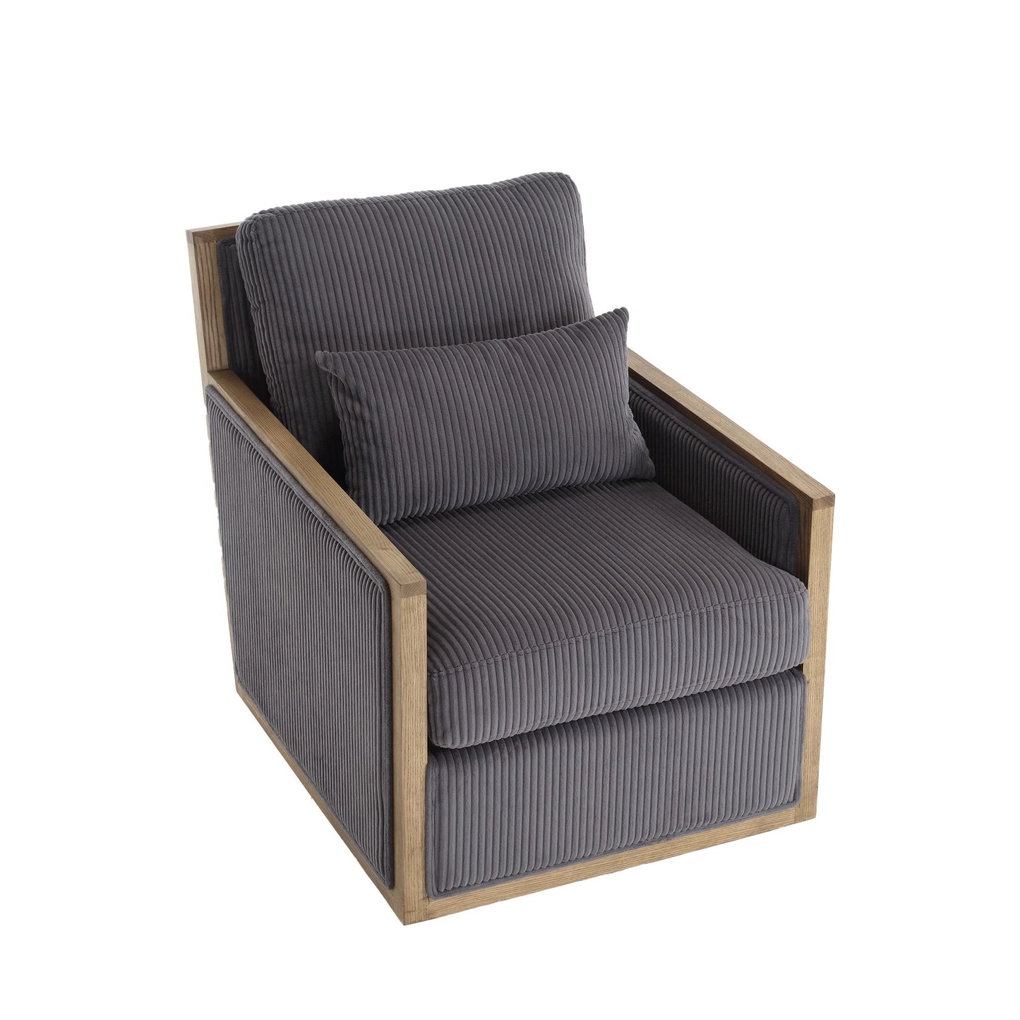 Swivel Barrel Chair, Comfy Accent Sofa Chair With 360 Degree Rotation And Hardwood Frame - Dark Gray