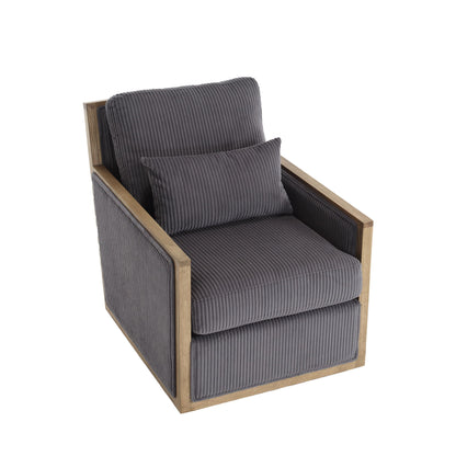 Swivel Barrel Chair, Comfy Accent Sofa Chair With 360 Degree Rotation And Hardwood Frame - Dark Gray