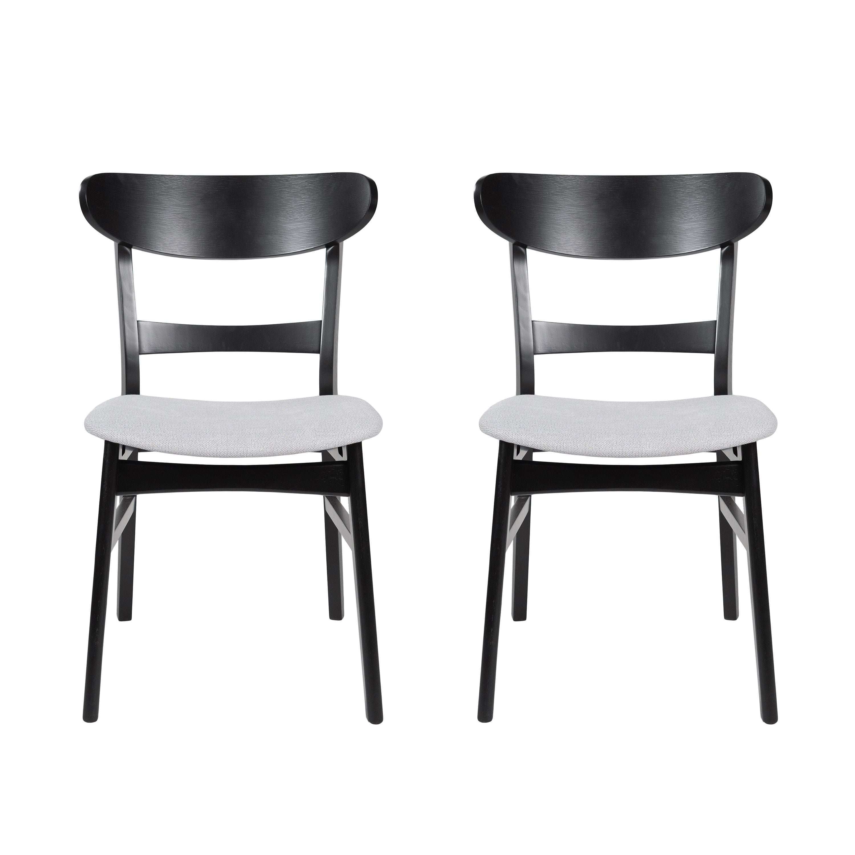 Dining Chair (Set of 2), Mid Century Dining Chairs With Cushioned Seats And Wood Frame - Light Beige / Black