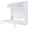 Full Size Space Saving Murphy Wall Bed With Top Cabinets, Flexible Slats - White