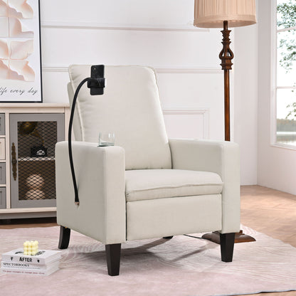 Recliner Chairs For Adults, Adjustable Recliner Sofa With Mobile Phone Holder & Cup Holder, Modern Reclining Chairs Fabric Push Back Recliner Chairs For Living Room, Bedroom - Beige