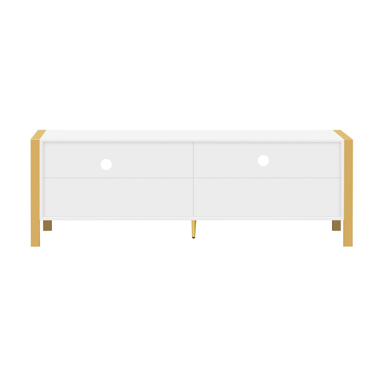 Modern Minimalist TV Stand For TVs Up To 75", Entertainment Center Media Console Cabinet With 2 Spacious Cabinets For Living Room - White