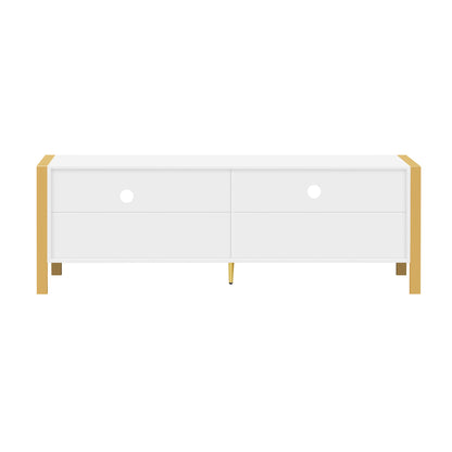 Modern Minimalist TV Stand For TVs Up To 75", Entertainment Center Media Console Cabinet With 2 Spacious Cabinets For Living Room - White