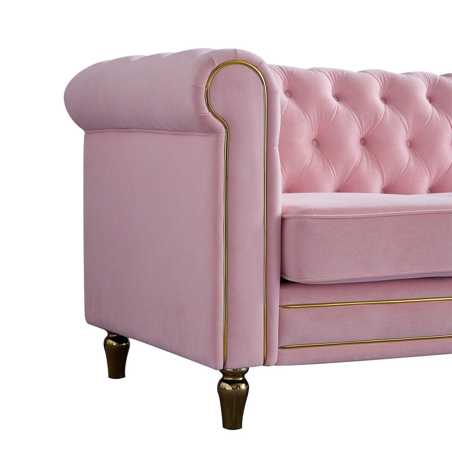 Chesterfield - Velvet Sofa 84.65" For Living Room - Pink