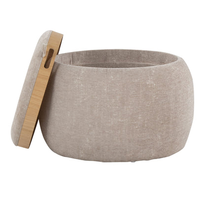 Tray - Pouf Contemporary Ottoman - Natural / Light Brown