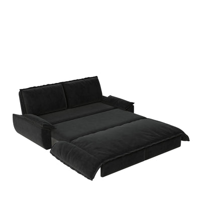 Queen Pull Out Sofa Bed, 3 In 1 Convertible Sleeper Sofa Multifunctional Velvet Loveseat Bed - Black