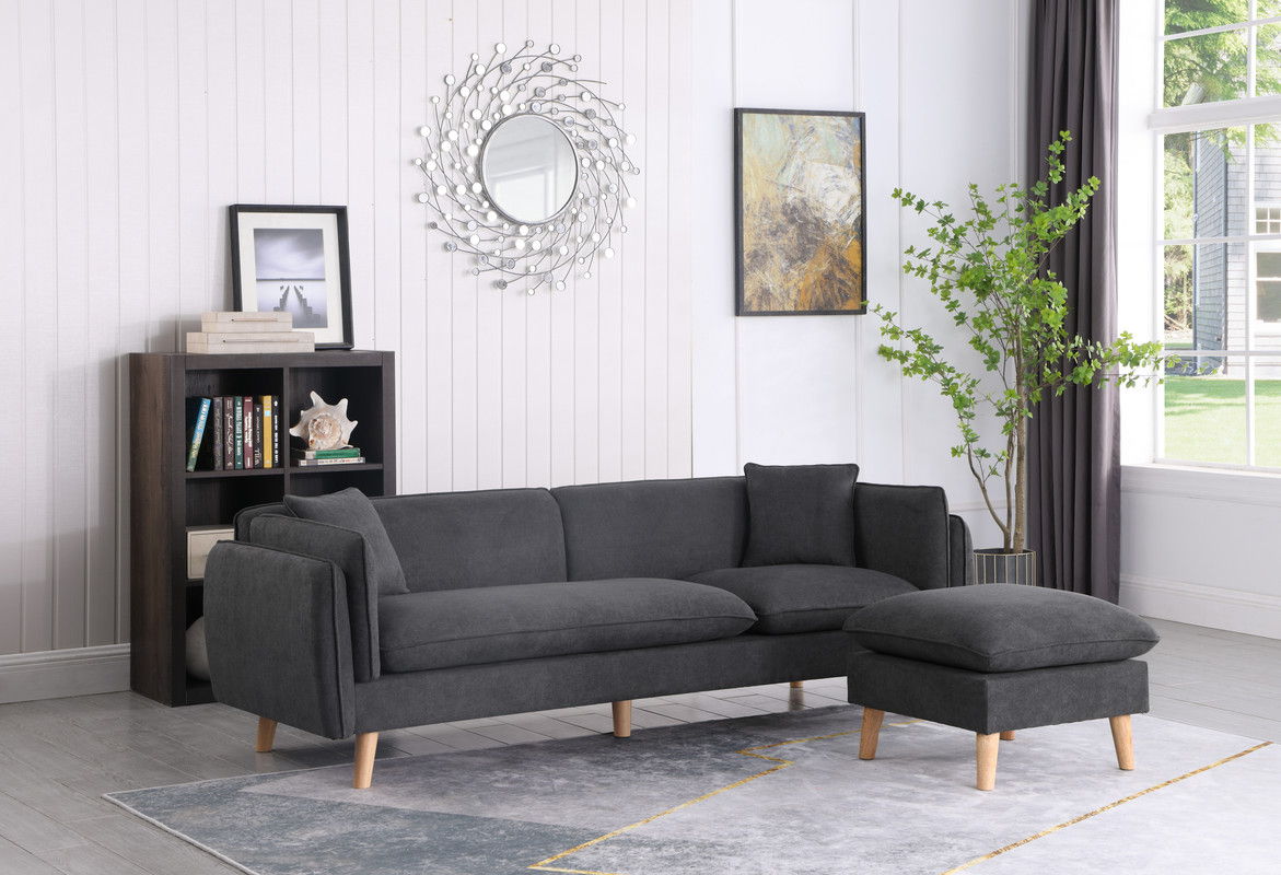 Brayden - Fabric Sectional Sofa Chaise - Dark Gray