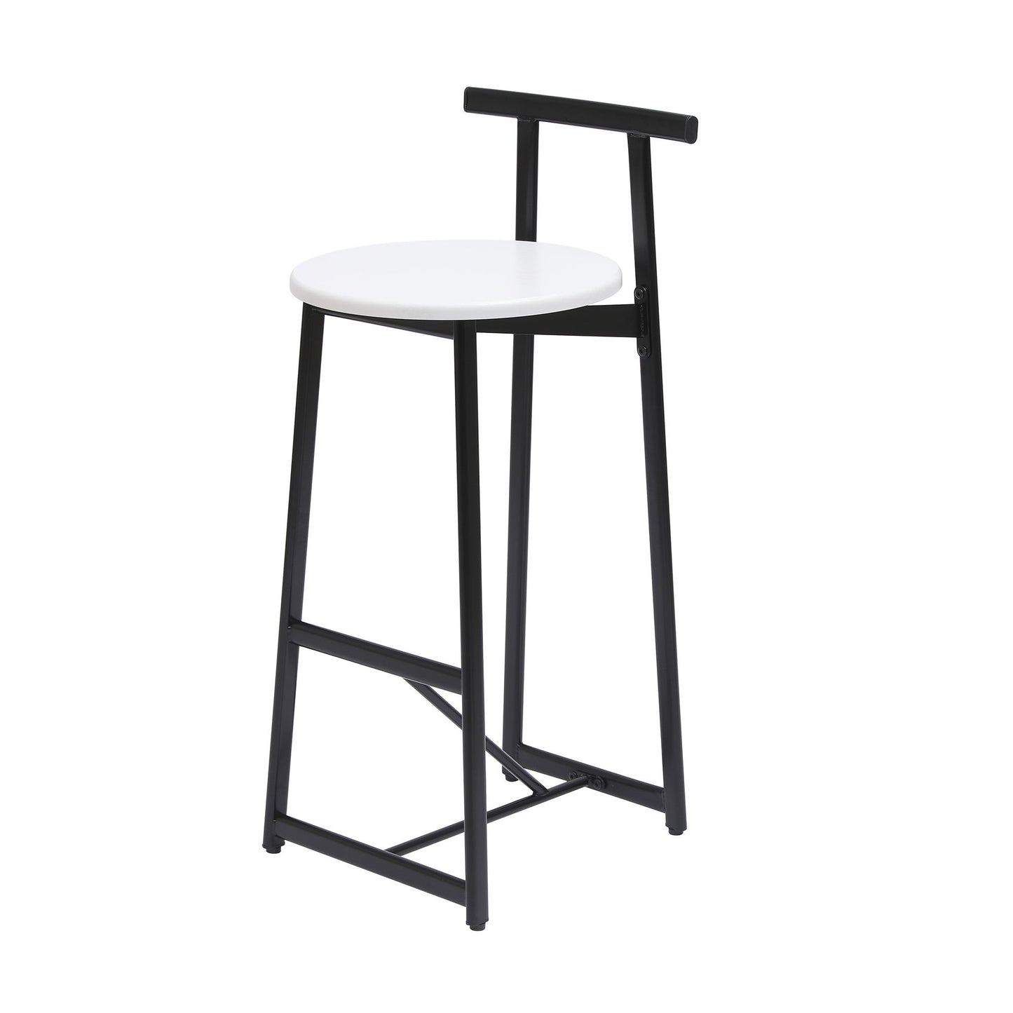 Modern Bar Stools With Backrest For Kitchen Island Or Pub Room, Metal Frame (Set of 3) - Black / White