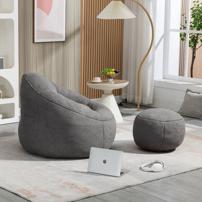 Bedding Bean Bag Sofa Chair High Pressure Foam Bean Bag Chair Adult Material With Padded Foam Padding Compressed Bean Bag With Footrest - Gray