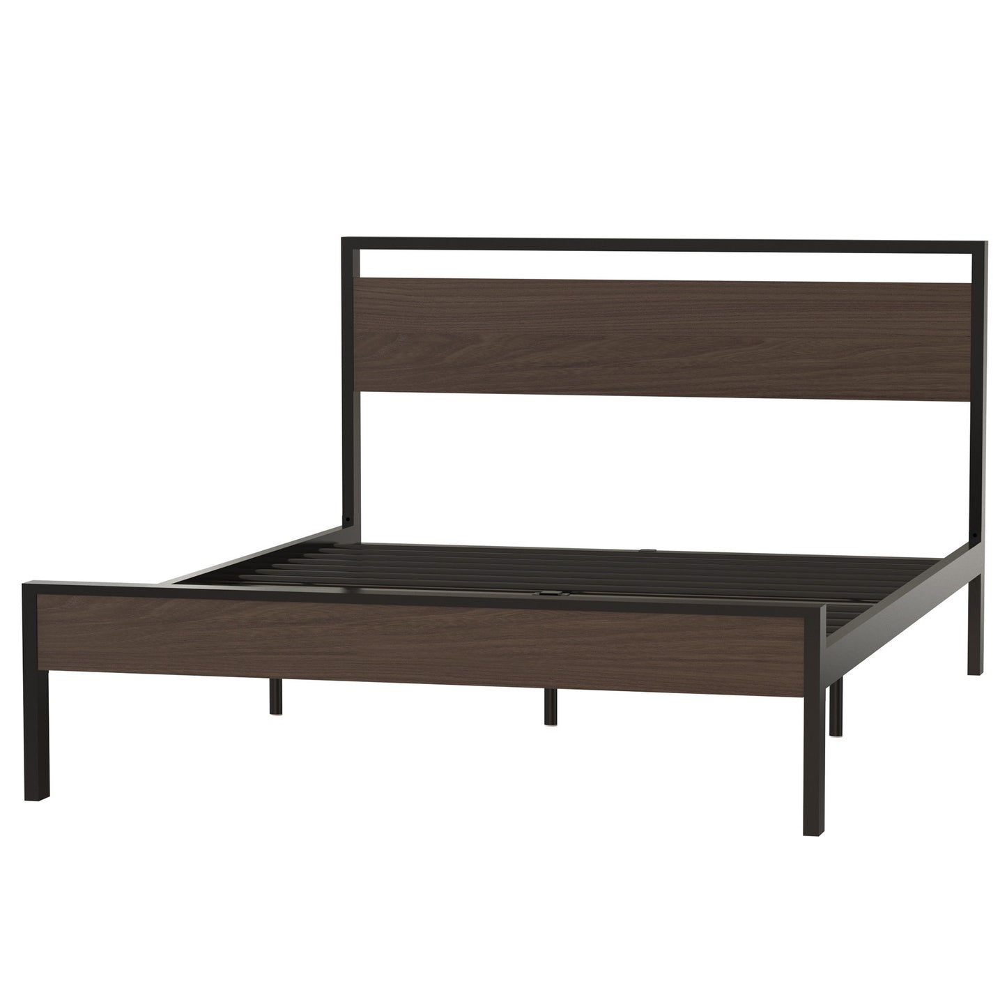 Ceres - Queen Bed With Wood Headboard & Footboard - Black And Walnut