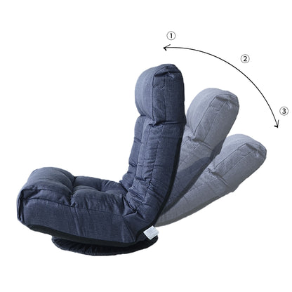 Adjustable Japanese Reclining Floor Chair Sofa With Metal Frame For Living Room & Balcony - Navy