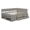 Full Size Daybed With Drawers And Shelves - Gray