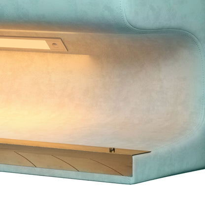 Upholstered Ottoman With LED Sensor Light Ideal For Living Room, End Of Bed - Antique Blue Green