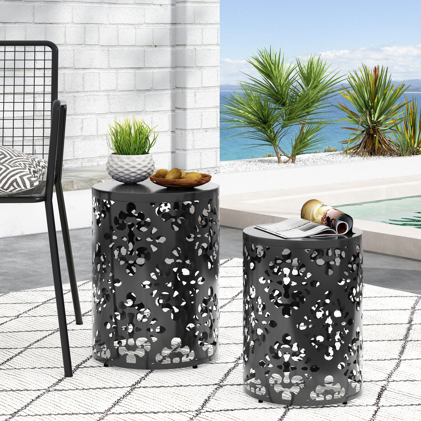 Metal (Set of 2) End Table - Black