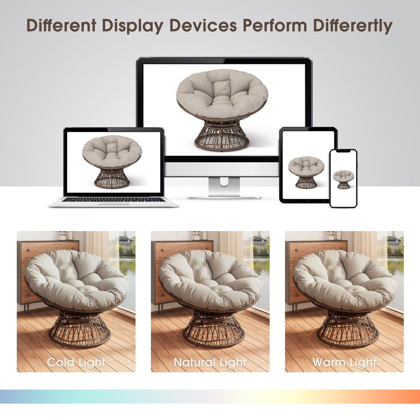 Ergonomic Wicker Chair With Cloud Thick Density Cushion, 3 Proof Cover High Capacity Iron Frame Fluid 360ÔøΩÔøΩÔøΩÔøΩÔøΩÔøΩÔøΩÔøΩÔøΩÔøΩÔøΩÔøΩÔøΩÔøΩÔøΩ Swivel - Beige / Brown