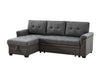 Destiny - Linen Reversible Sleeper Sectional Sofa With Storage Chaise - Dark Gray