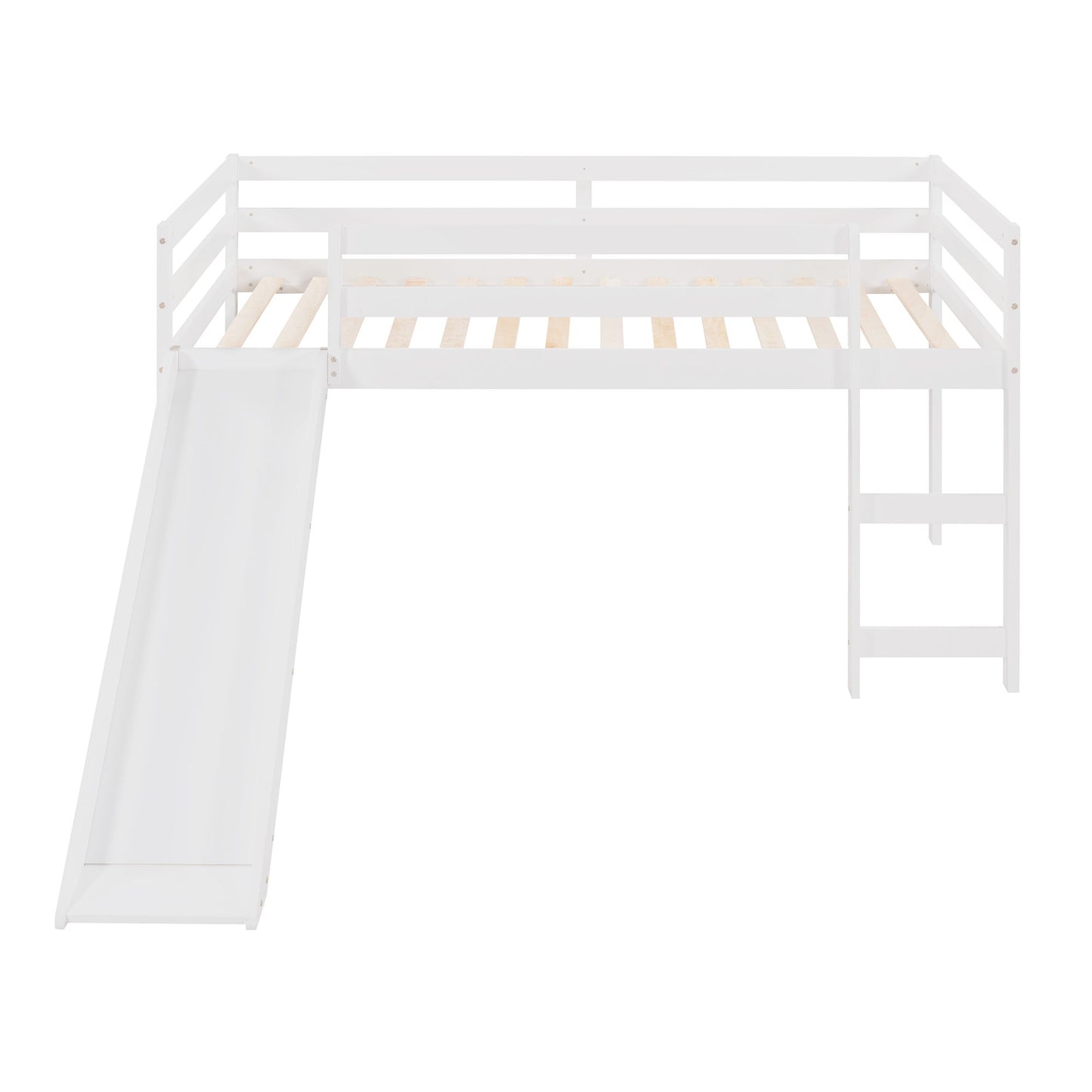 Twin Loft Bed With Slide, Multifunctional Design - White