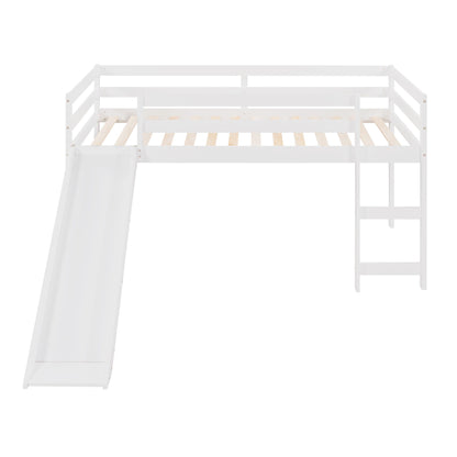 Twin Loft Bed With Slide, Multifunctional Design - White