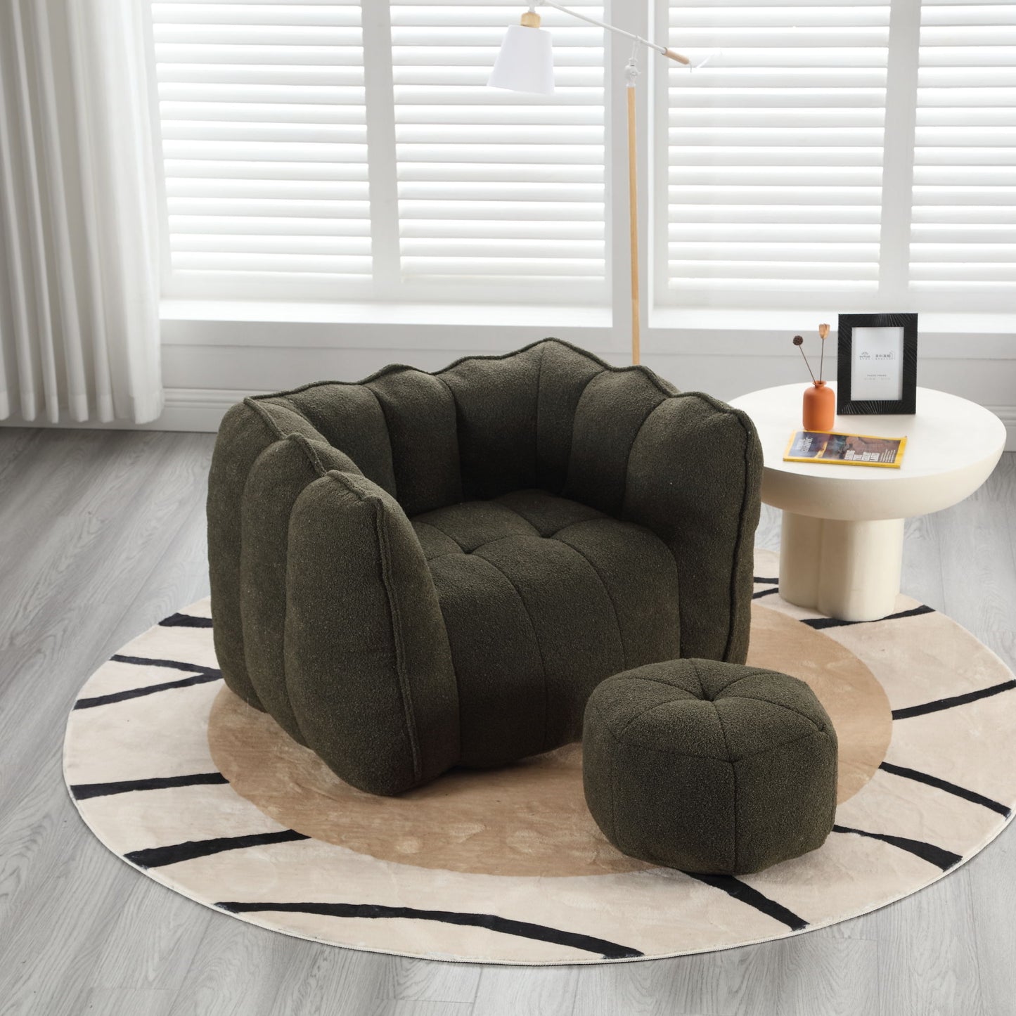 Soft Bean Bag Chair With High Resilient Foam (Chips) - Olive Green
