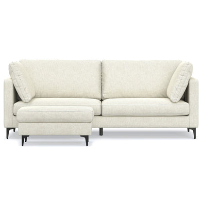 Ava - Mid Century Sofa With Ottoman Set - Cream