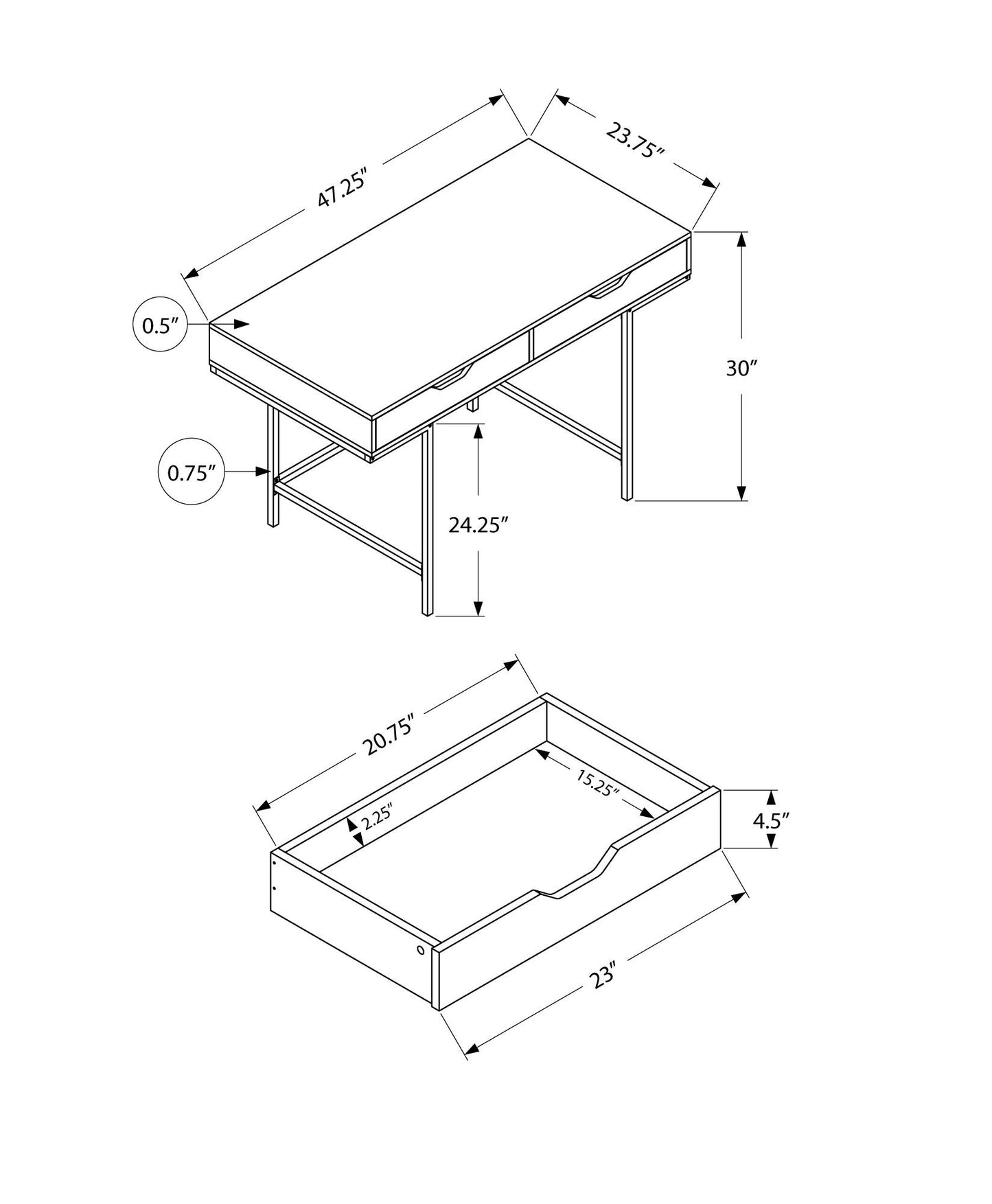 Computer Desk For Home Office, Laptop, Storage Drawers, Versatile Placement - White