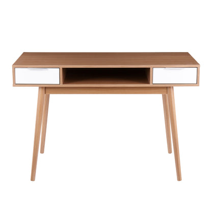 Pebble - Contemporary Double Desk - Natural / White