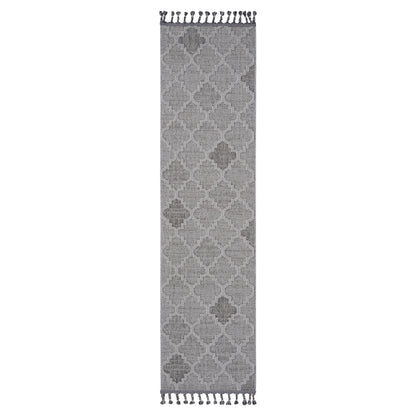 Guros - 2' X 8' Trellis Indoor / Outdoor Area Rug - White / Gray