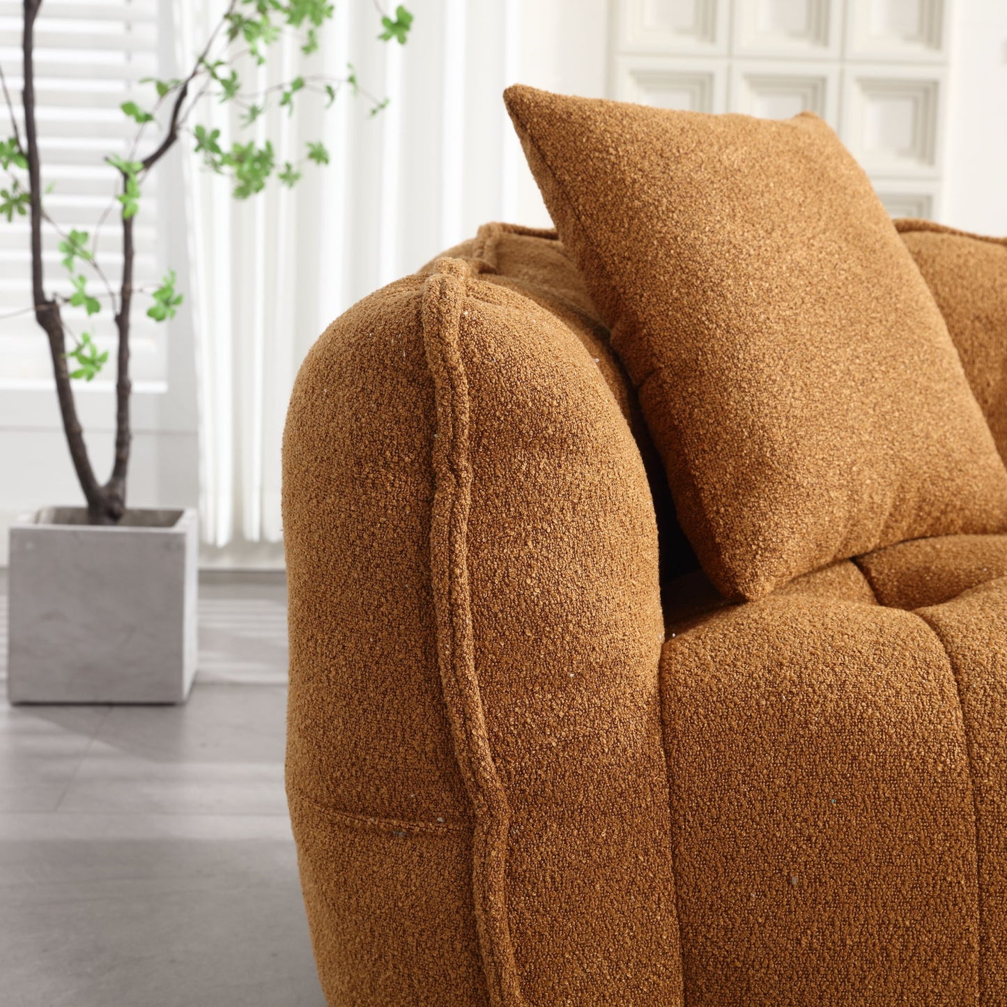 Soft Beanbag Chair With High Resilience Foam Core For Two People - Yellow