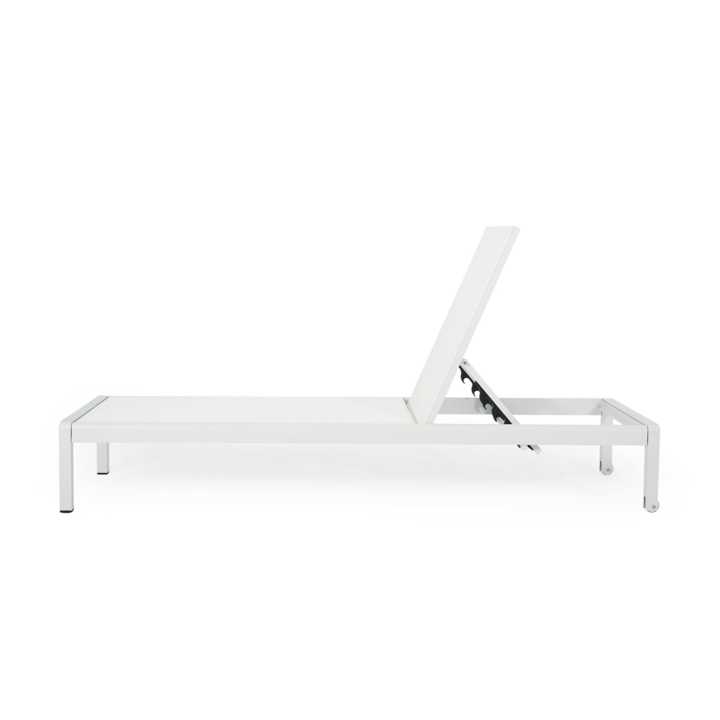 Outdoor Chaise Lounge Chair, Aluminum Adjustable Outside Chair For Pool Patio Beach Yard, All Weather Use UV Resistant 400Lbs Weight Capacity - White