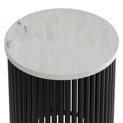 Demy - Metal Accent Table - White Marble / Black