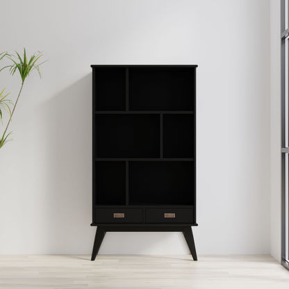 Draper - Mid Century Wide Bookcase And Storage Unit - Black