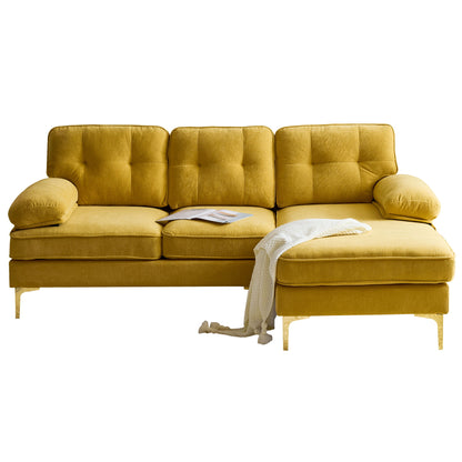 Modern L Shaped Sectional Sofa For Living Room Or Bedroom - Yellow