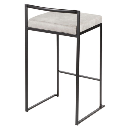 Fuji - Contemporary Stackable Counter Stool (Set of 2) - Black / Light Gray