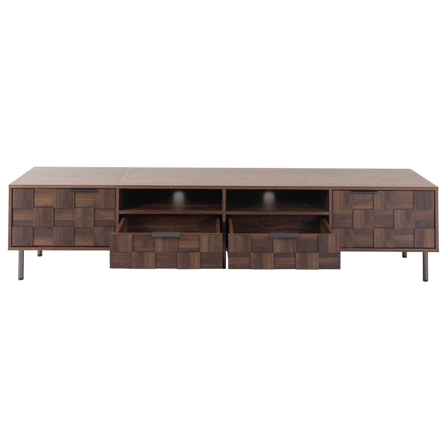 Mid Century TV Stand With 2 Drawers, Media Console Table For Tvs Up To 85'', Entertainment Center With Storage For Living Room - Dark Brown