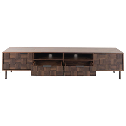 Mid Century TV Stand With 2 Drawers, Media Console Table For Tvs Up To 85'', Entertainment Center With Storage For Living Room - Dark Brown