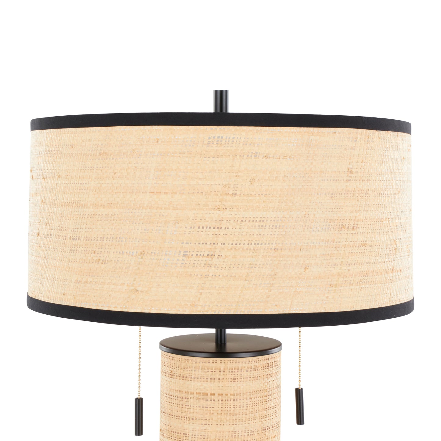 Cylinder - Rattan Contemporary Rattan Table Lamp - Black / Natural