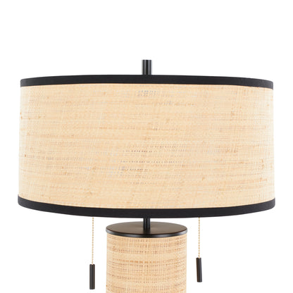 Cylinder - Rattan Contemporary Rattan Table Lamp - Black / Natural